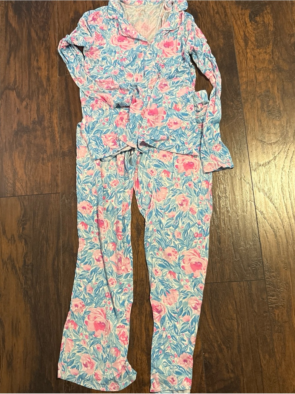 Lilly Pulitzer Pajama Knit  SET PJ  Long Sleeve BONDI BLUE My Little PEONY